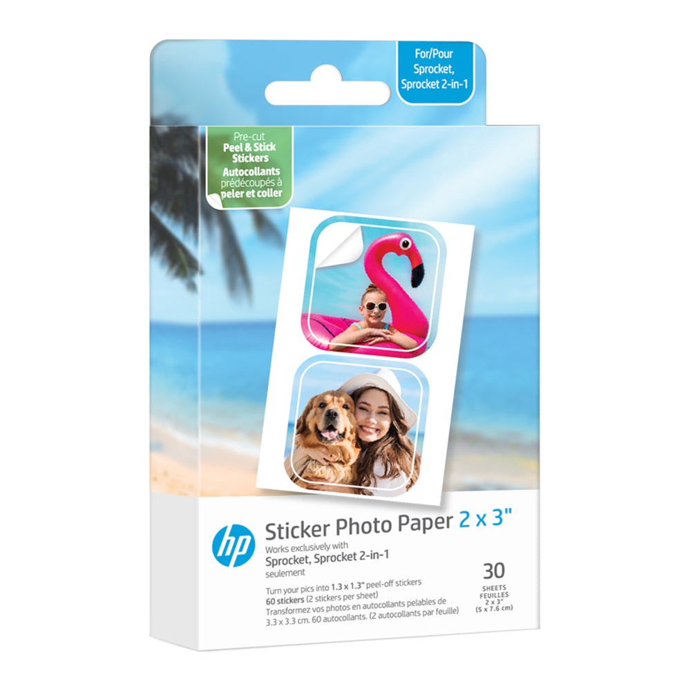 HP Sprocket / Spocket 2-in-1 Stickers Photo Paper 5 x 7,6 cm - 30 pcs.