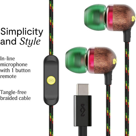House of Marley Smile Jamaica USB-C In-Ear Headphones - Rasta
