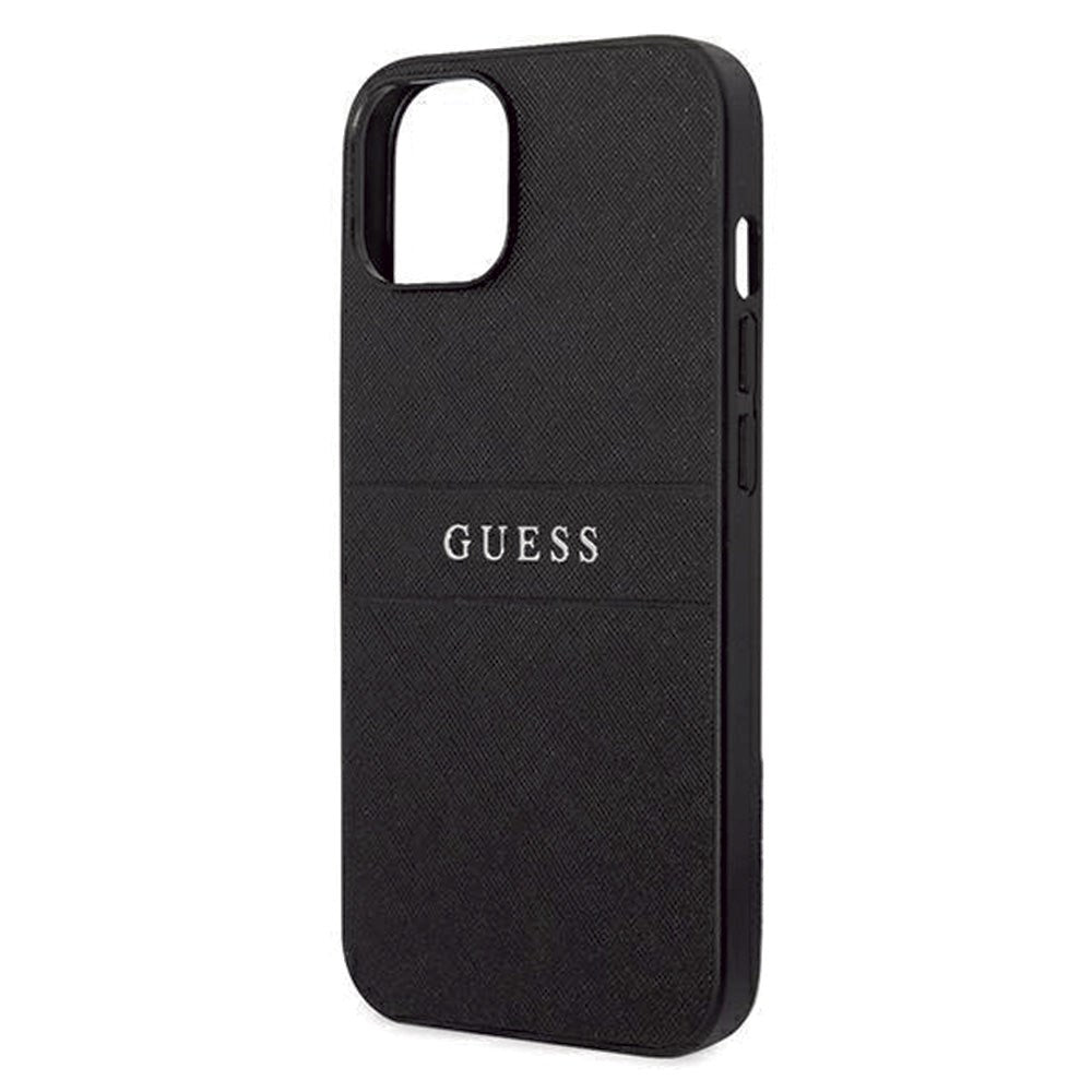 iPhone 14 Guess Saffiano Strap Back Cover - Black