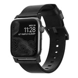 Nomad Apple Watch (42/44/SE/45/46/49mm) Modern Horween Band Strap - Black / Black Hardware