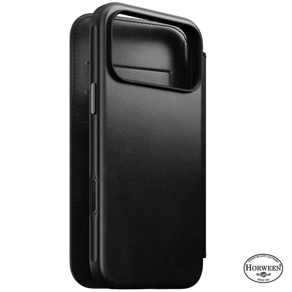 iPhone 18 Pro Nomad Modern Horween Leather Folio Case - MagSafe Compatible - Black
