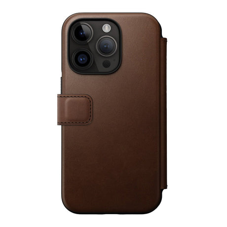 iPhone 14 Pro Nomad Modern Leather Folio Case - MagSafe Compatible - Brown