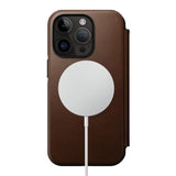 iPhone 14 Pro Nomad Modern Leather Folio Case - MagSafe Compatible - Brown