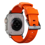 Nomad Apple Watch (42/44/SE/45/46/49mm) Rugged Band Strap - Ultra Orange / Silver Hardware