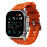 Nomad Apple Watch (42/44/SE/45/46/49mm) Rugged Band Strap - Ultra Orange / Silver Hardware