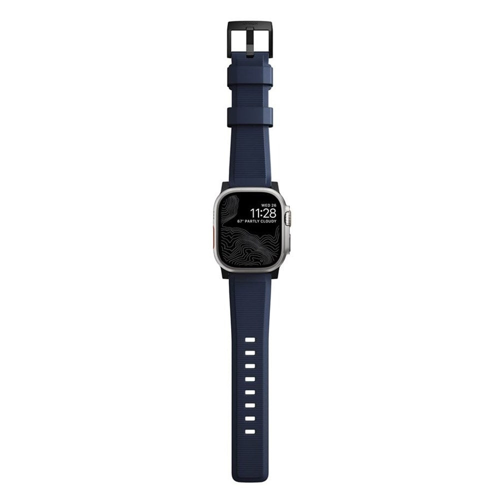 Nomad Apple Watch (42/44/SE/45/46/49mm) Rugged Band Strap - Atlantic Blue / Black Hardware