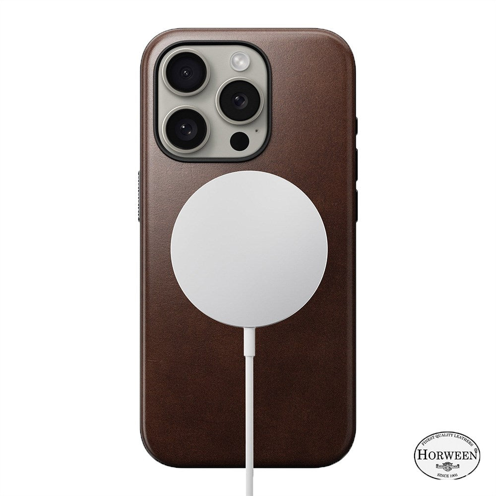 iPhone 15 Pro Modern Nomad Horween Leather Case - MagSafe Compatible - Brown