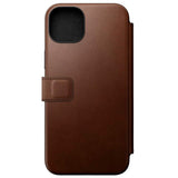 iPhone 15 Plus Nomad Modern Leather Folio Case - MagSafe Compatible - Brown