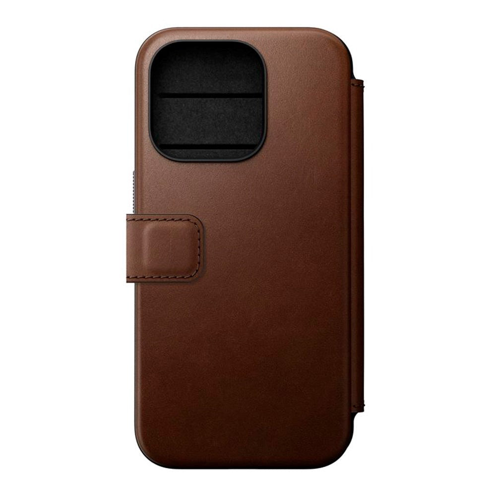 iPhone 15 Pro Nomad Modern Leather Folio Case - MagSafe Compatible - Brown