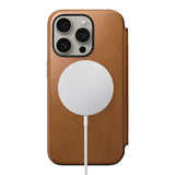 iPhone 15 Pro Nomad Modern Leather Folio Case - MagSafe Compatible - Tan