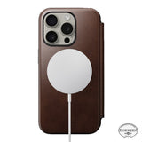 iPhone 15 Pro Nomad Modern Horween Leather Folio Case - MagSafe Compatible - Brown