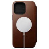 iPhone 15 Pro Max Nomad Modern Leather Folio Case - MagSafe Compatible - Brown