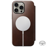 iPhone 15 Pro Max Nomad Modern Horween Leather Folio Case - MagSafe Compatible - Brown