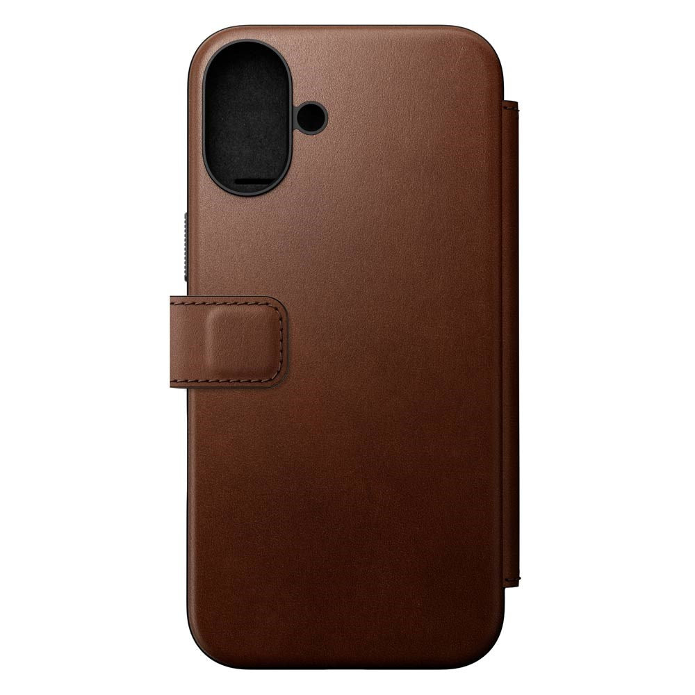 iPhone 16 Plus Nomad Modern Leather Folio Case - MagSafe Compatible - Brown