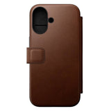 iPhone 16 Nomad Modern Leather Folio Case - MagSafe Compatible - Brown