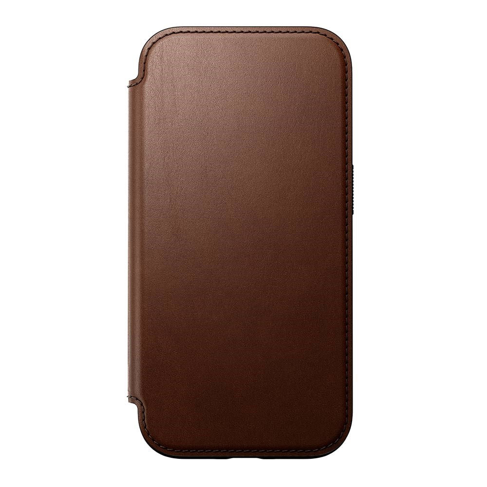 iPhone 16 Nomad Modern Leather Folio Case - MagSafe Compatible - Brown