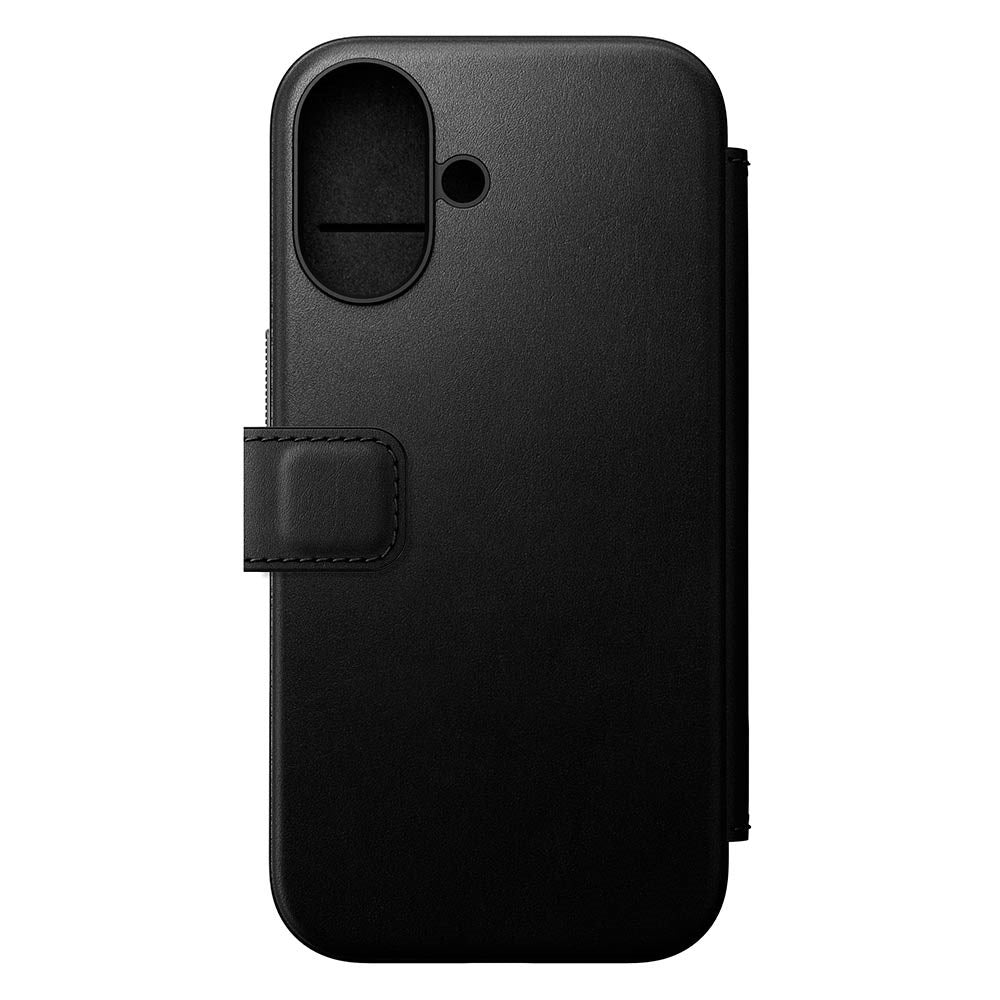 iPhone 16 Nomad Modern Leather Folio Case - MagSafe Compatible - Black