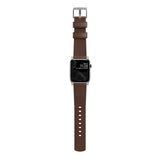 Nomad Apple Watch (42/44/SE/45/46/49mm) Modern Horween Band Strap - Rustic Brown / Silver Hardware