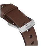 Nomad Apple Watch (42/44/SE/45/46/49mm) Modern Horween Band Strap - Rustic Brown / Silver Hardware