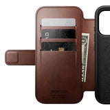 Nomad iPhone 17 Pro Modern Horween Leather Folio Case - MagSafe Compatible - Rustic Brown
