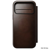 iPhone 18 Pro Nomad Modern Horween Leather Folio Case - MagSafe Compatible - Rustic Brown