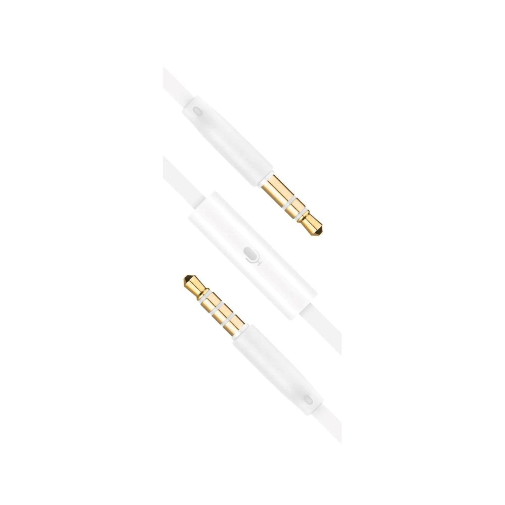 Fixed AUX Audio Cable with Microphone - 2 x 3.5mm Minijack - 1 m - White