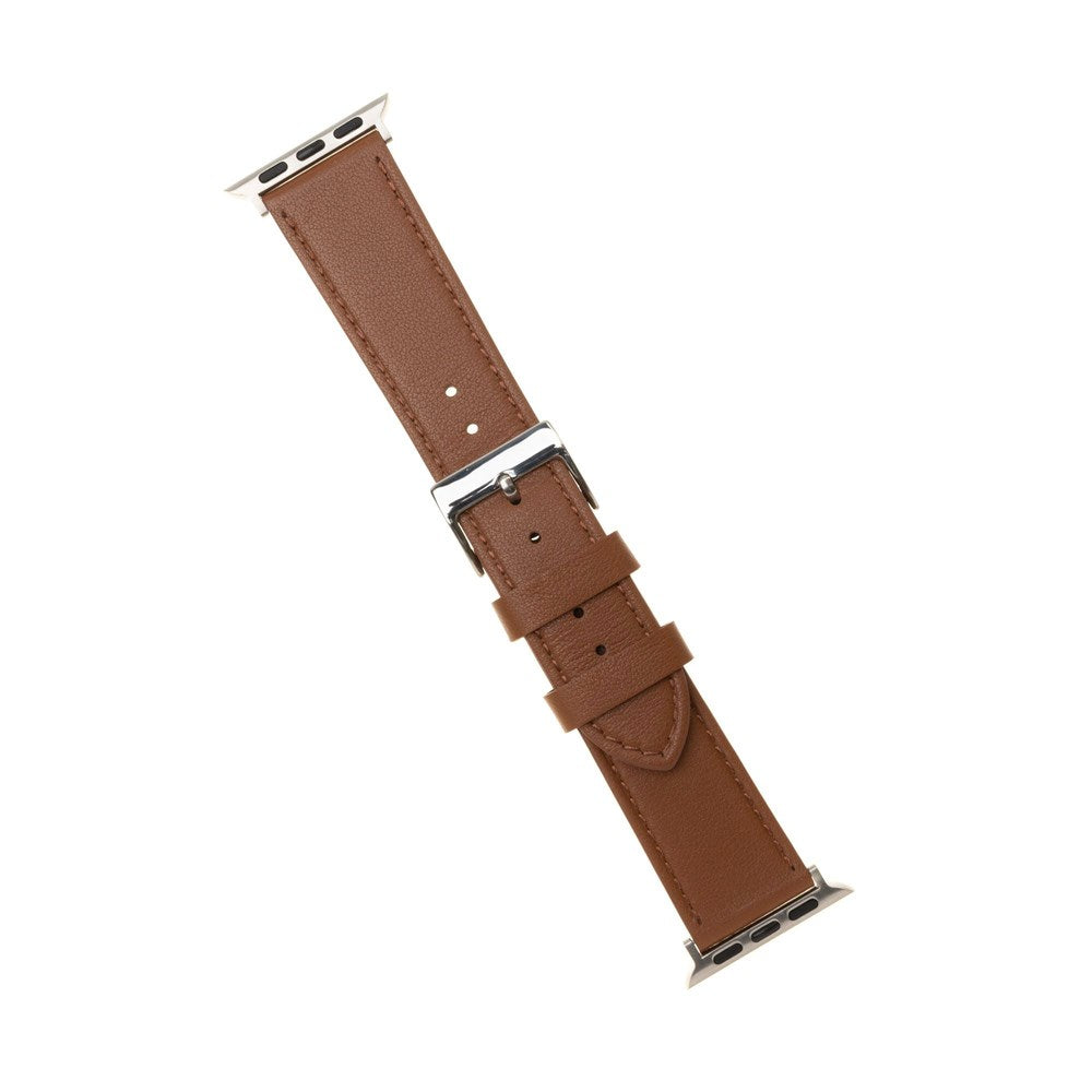 Fixed Apple Watch (42/44/SE/45/46/49mm) Genuine Leather Strap - Brown