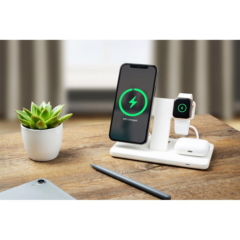 Fixed MagPowerstation 3-in-1 30W Wireless Charger - MagSafe Compatible - White