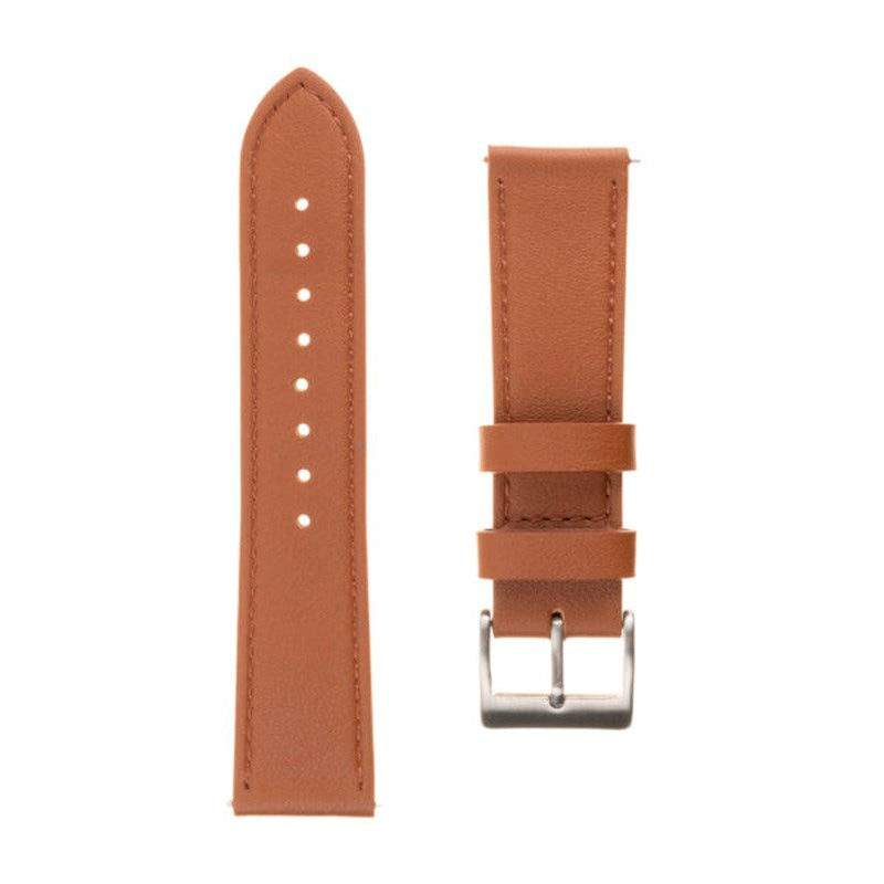 Fixed Universal Smartwatch Genuine Leather Strap (20mm) - Brown