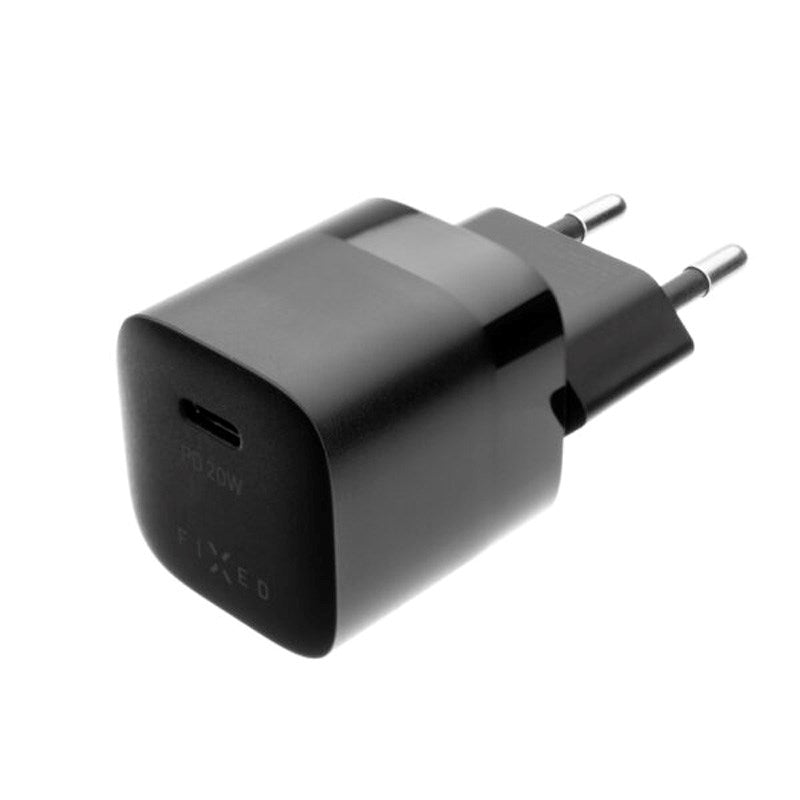 Fixed Mini Wall Charger with 1x USB-C / 1x USB-C Cable 20W - 1m - Black