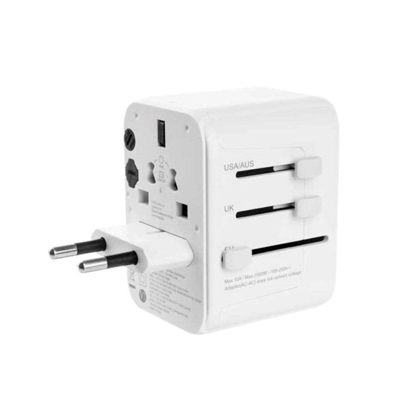 Fixed Universal Travel Adapter 30W EU / UK / USA / AUS - White