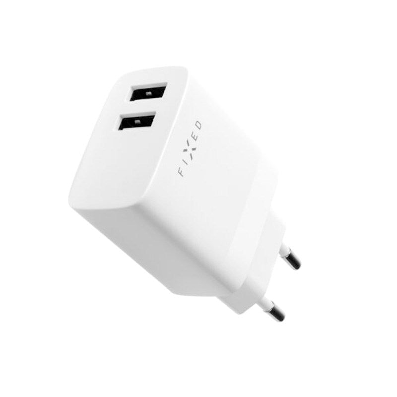Fixed Wall Charger with 2x USB-A 17W - White