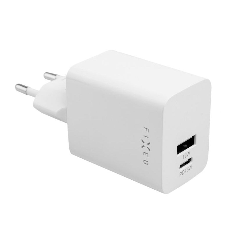 Fixed Mini Wall Charger 45W w. USB-A & USB-C - White