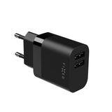 Fixed Wall Charger with 2x USB-A / 1x USB-C Cable 17W - 1m - Black