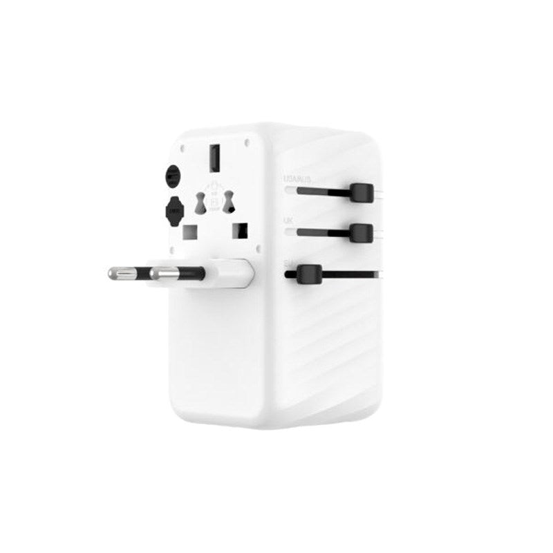 Fixed Universal Travel Adapter 120W EU / UK / USA / AUS - White