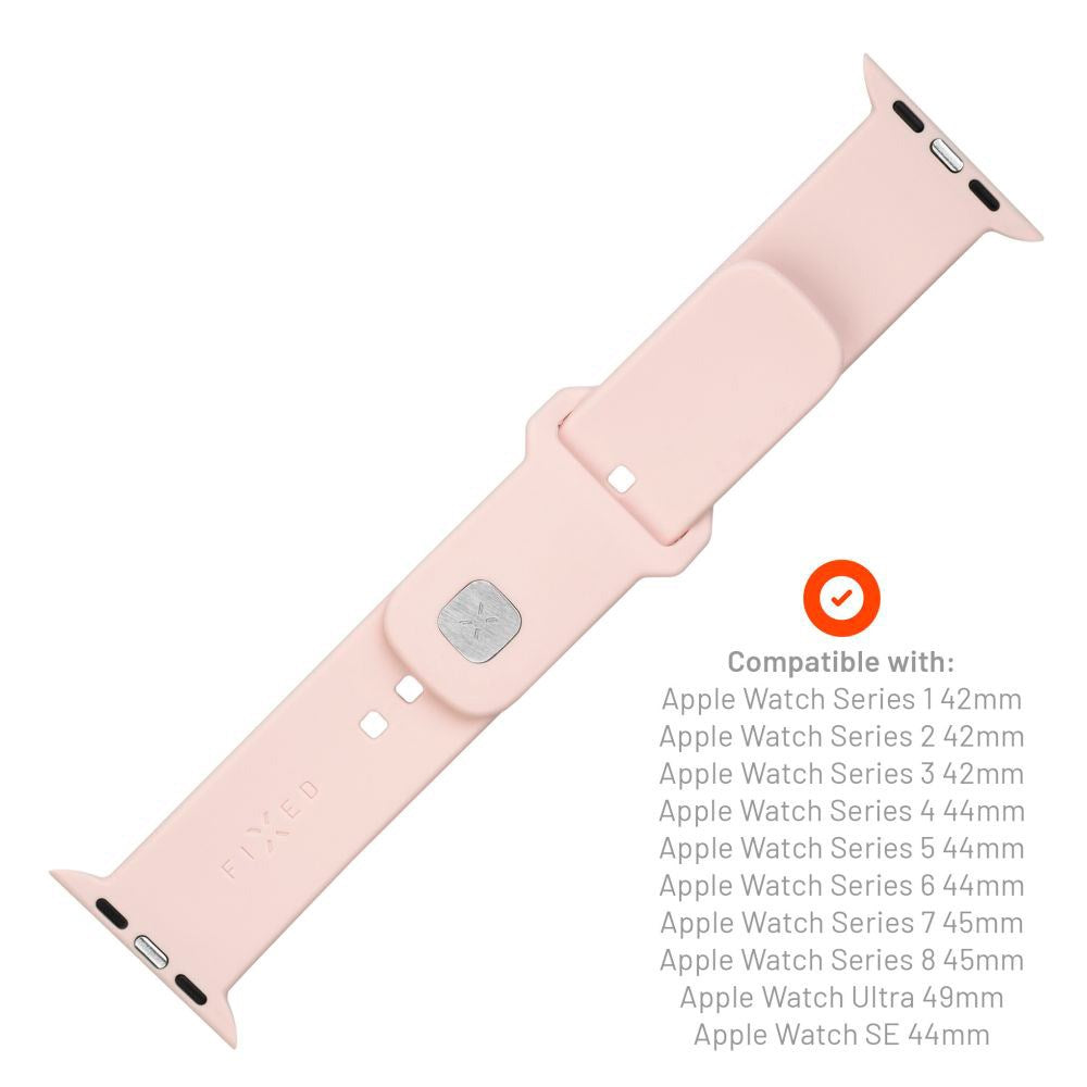 Fixed Apple Watch (42/44/SE/45/46/49mm) Sporty Silicone Strap Set - Pink