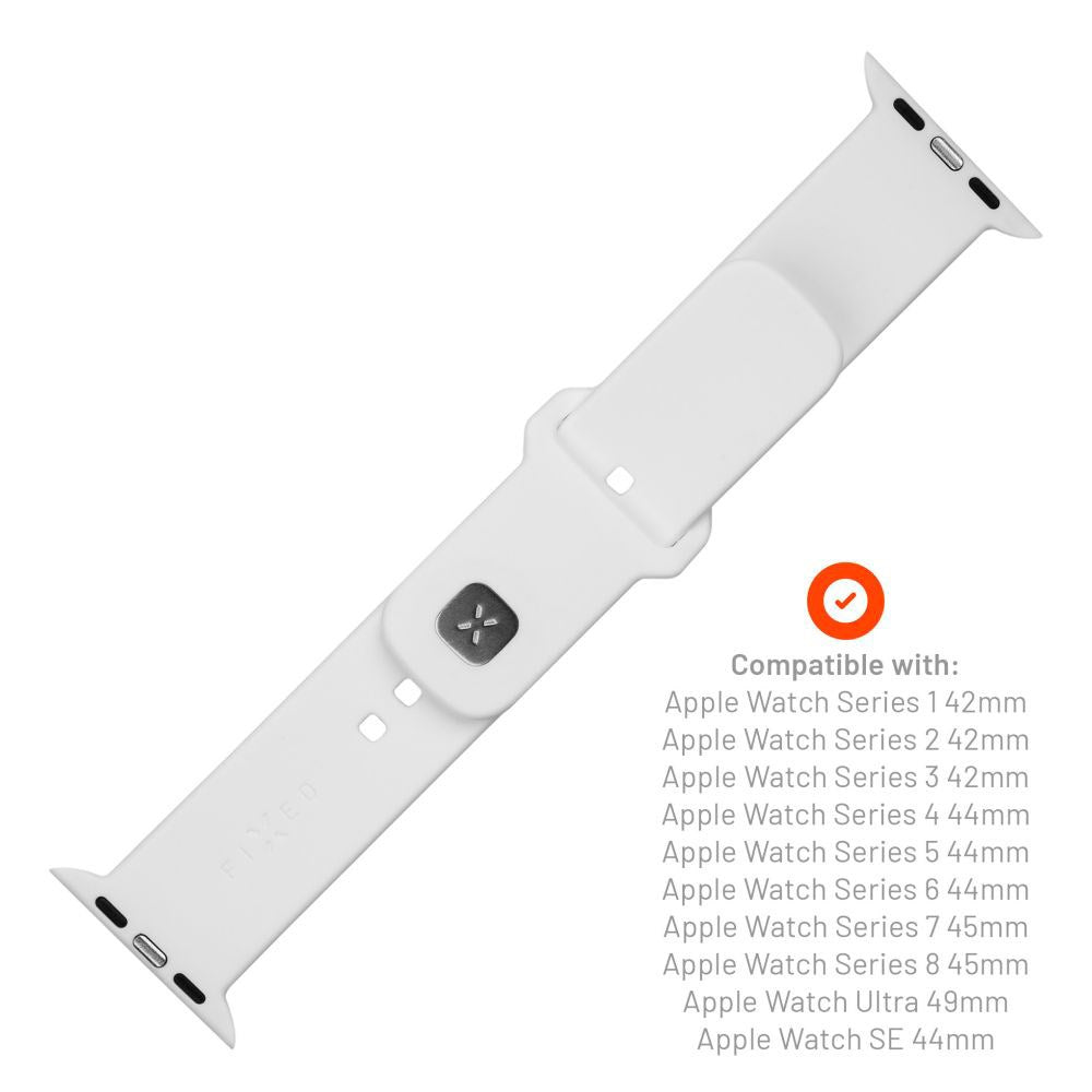 Fixed Apple Watch (42/44/SE/45/46/49mm) Sporty Silicone Strap Set - White