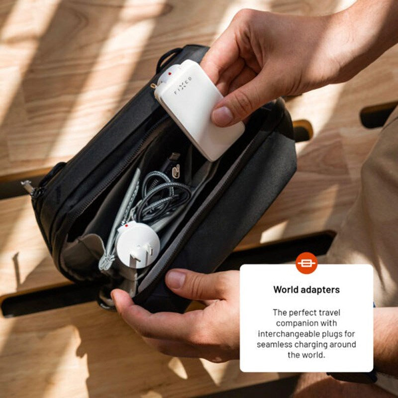 Fixed Slim Wall Charger with 2 x USB-C & Travel Adapter - EU / UK / US / AUS - White