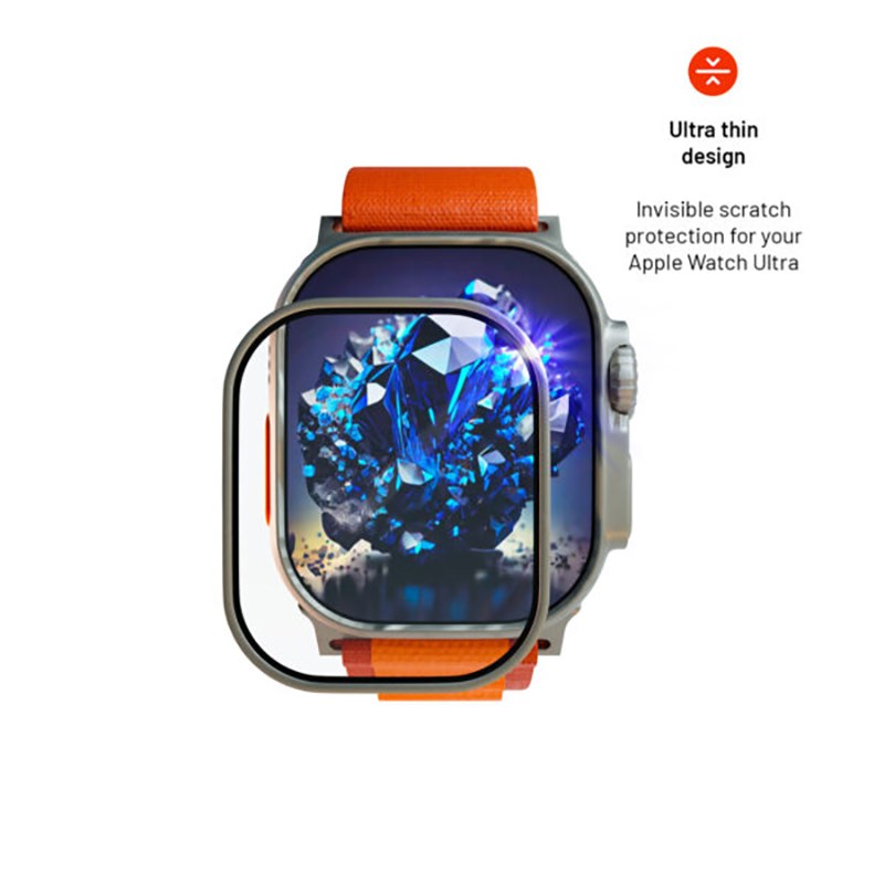 Apple Watch Ultra 1 / 2 (49mm) Fixed Sapphire Glass Screen Protector w. Metal Frame - Transparent