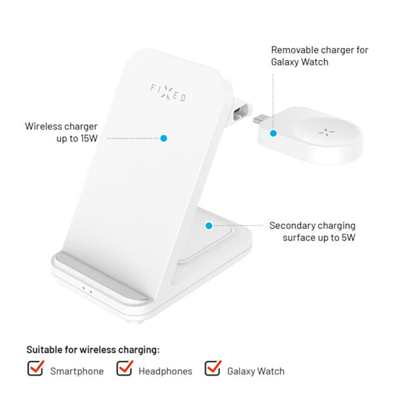 Fixed Wireless 3-in-1 Charging Station for Samsung - White