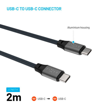 Fixed Magnetic USB-C to USB-C Cable 240W - 2m - Black