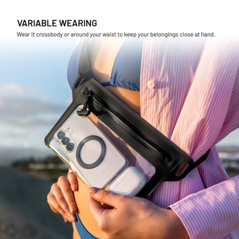 Fixed Waterproof Belt Bag (Max. Mobile Dimensions: 200 x 138 mm) - Black / Transparent