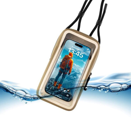 Fixed Waterproof Case for Mobile (Max. Dimensions: 95 x 186 mm) - Beige / Transparent