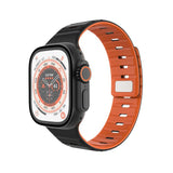 Apple Watch (42/44/SE/45/46/49mm) Fixed Magnetic Silicone Strap - Black / Orange