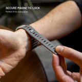 Apple Watch (42/44/SE/45/46/49mm) Fixed Magnetic Silicone Strap - Grey / Orange