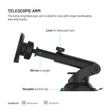 Fixed Car Phone Holder with 15W Wireless Charging - Windshield / Dashboard - Black