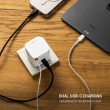 Fixed 65W USB-C Wall Charger with Retractable USB-C Cable - White