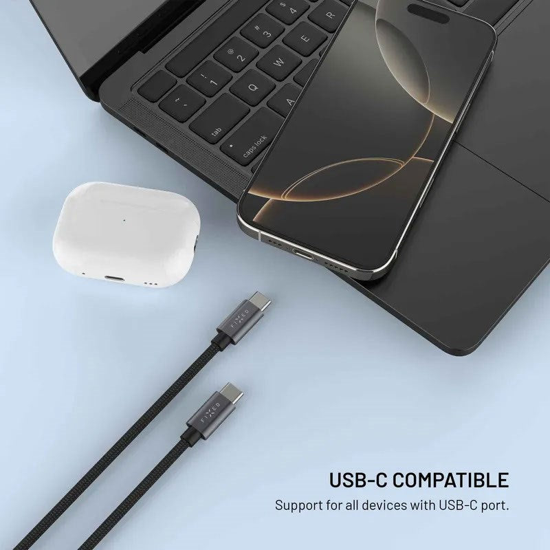 Fixed USB-C Charging Cable for Apple Watch & Samsung Galaxy Watch - 1.5m - Black