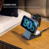 Fixed 3-in-1 Wireless Apple Charger - MagSafe / Qi2 Compatible - Grey