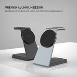 Fixed 3-in-1 Wireless Apple Charger - MagSafe / Qi2 Compatible - Grey